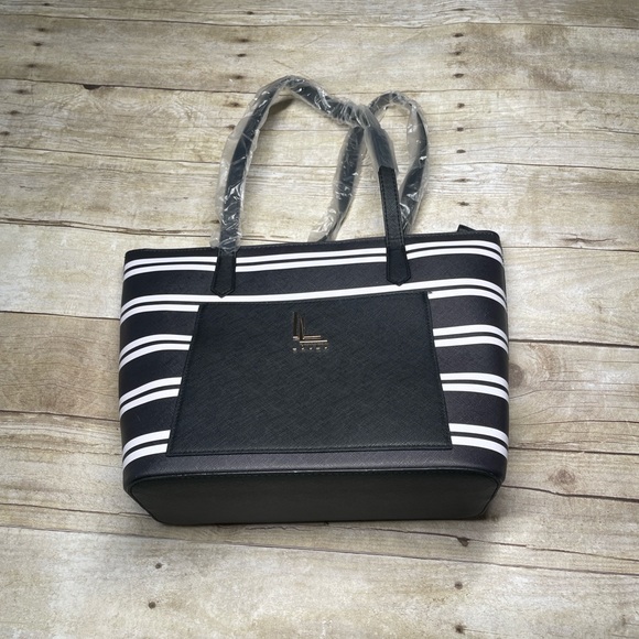 Lou Black and White Striped Women's Bag - Picture 2 of 7